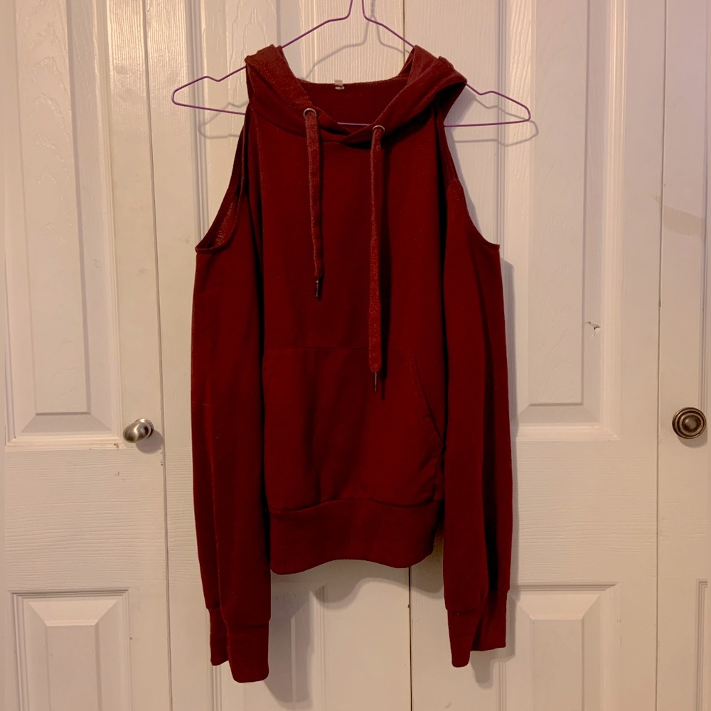 Off-Shoulder Hoodie with Pocket